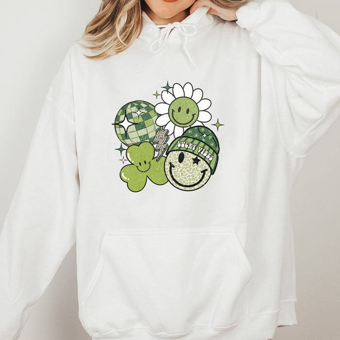 Retro Groovy Lucky Vibes St. Patrick's Day Hoodie - Trendznmore