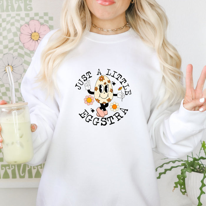 Retro Just a Little Egg-stra Easter Crewneck Sweatshirt - Trendznmore