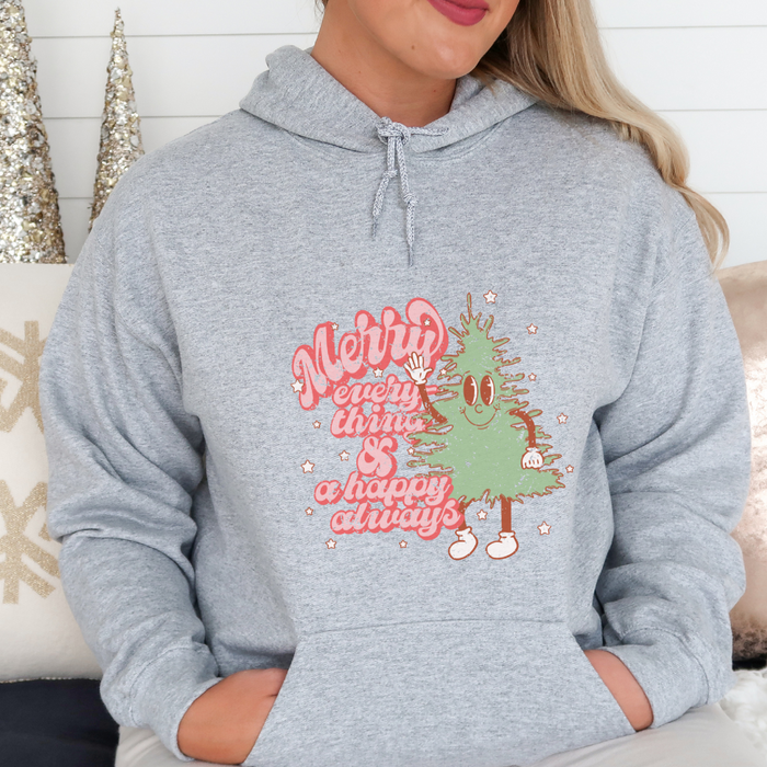 Retro Merry Everything and a Happy Always Christmas Hoodie