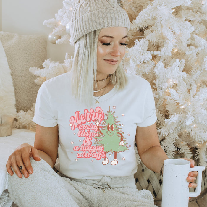 Retro Merry Everything and a Happy Always T-Shirt - Trendznmore