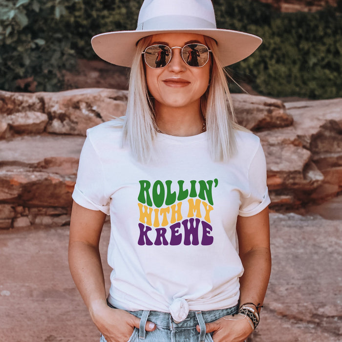 Rollin' With My Krewe Mardi Gras Graphic T-Shirt - Trendznmore
