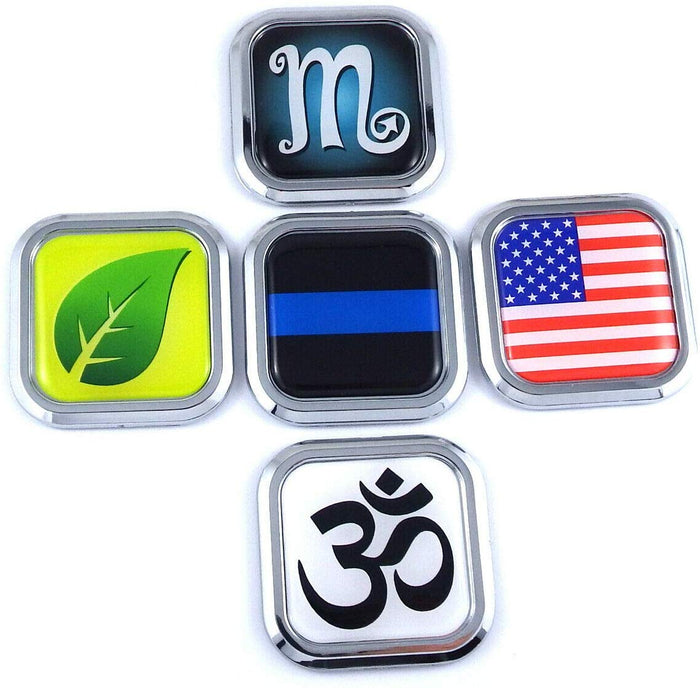Romania Flag Square Chrome rim Emblem Car 3D Decal Badge Hood Bumper sticker 2"