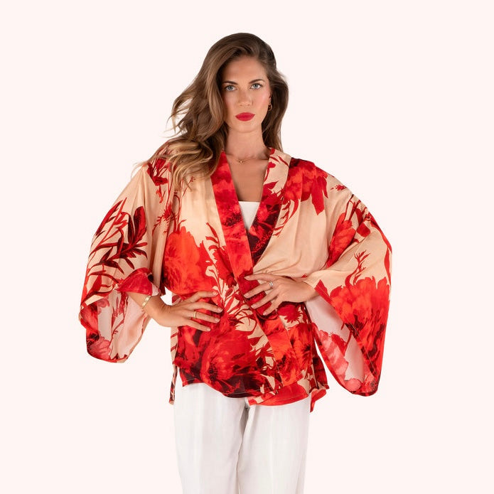 Rouge Blooms - Kimono Jacket