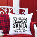 Santa Checks Naughty List Black Christmas Pillow Cover - Trendznmore
