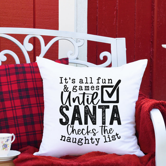 Santa Checks Naughty List Black Christmas Pillow Cover - Trendznmore