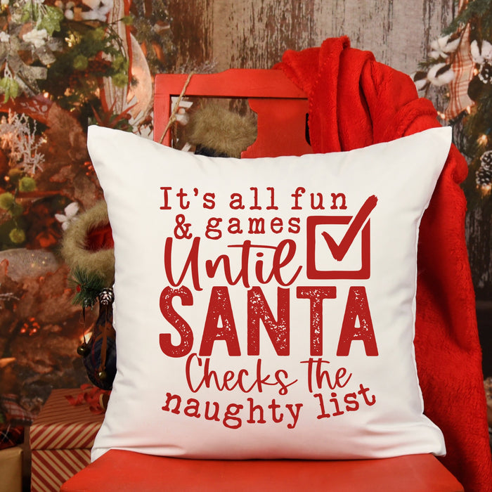 Santa Checks Naughty List Red Christmas Pillow Cover - Trendznmore