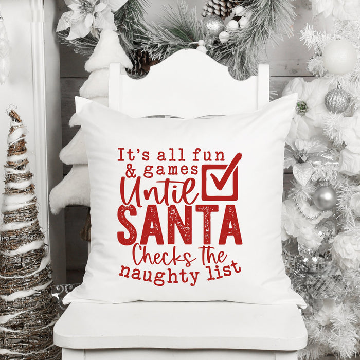 Santa Checks Naughty List Red Christmas Pillow Cover - Trendznmore
