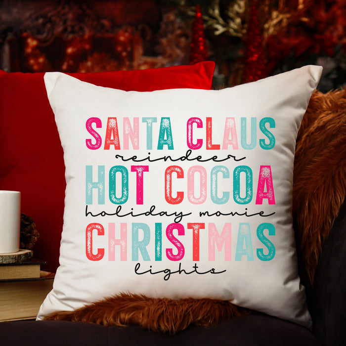 Santa Claus, Hot Cocoa Multicolor Christmas Pillow Cover - Trendznmore