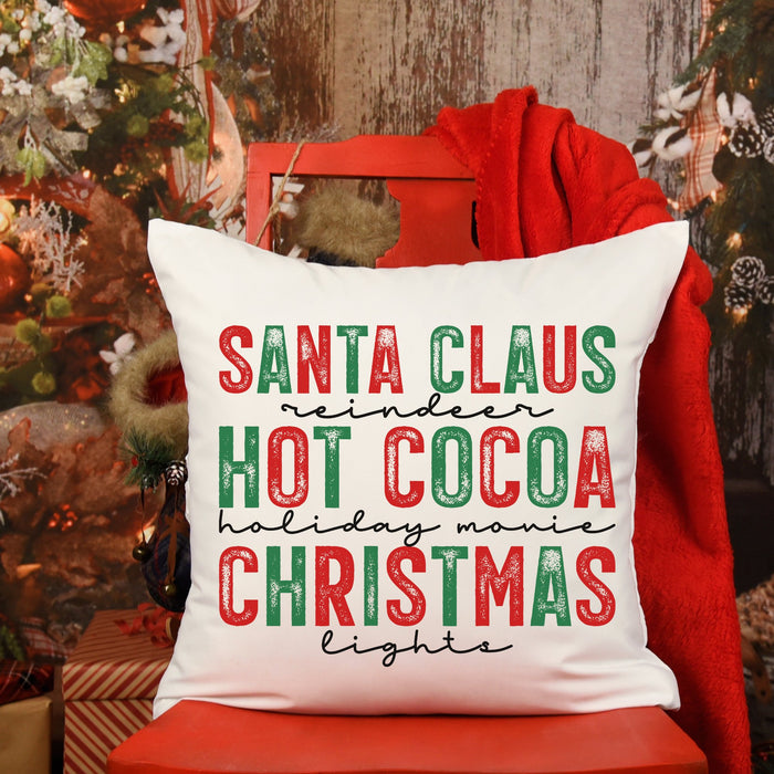 Santa Claus, Hot Cocoa Multicolor Christmas Pillow Cover - Trendznmore