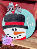 Snowman Closeup Wood Sign