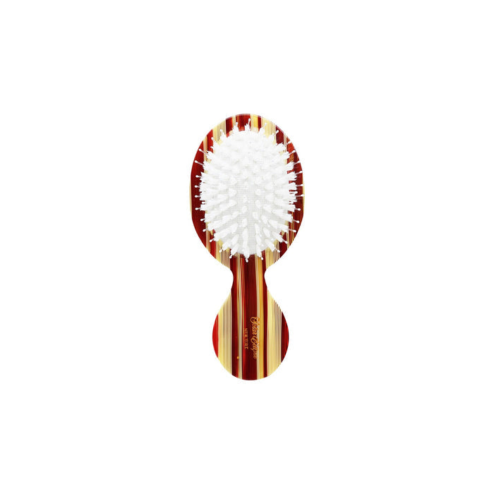 Solar Eclipse hand-painted eco-friendly teddy brush with red and gold striped handle and white bristles