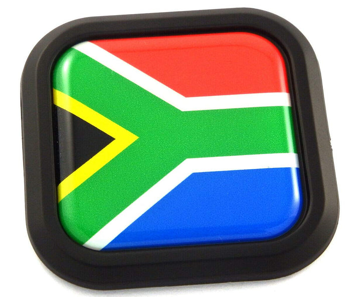 South Africa Flag Square Black rim Emblem Car 3D Decal Badge Bumper sticker 2"
