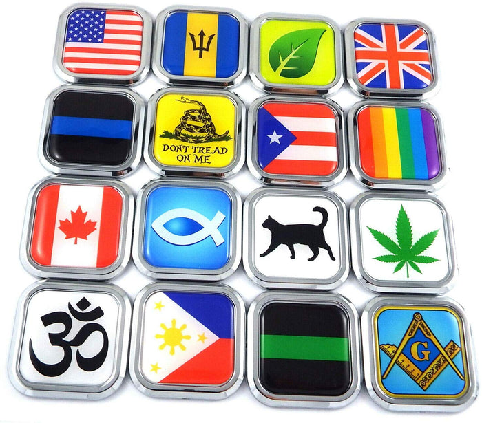 Spain Flag Square Chrome rim Emblem Car 3D Decal Badge Hood Bumper sticker 2"