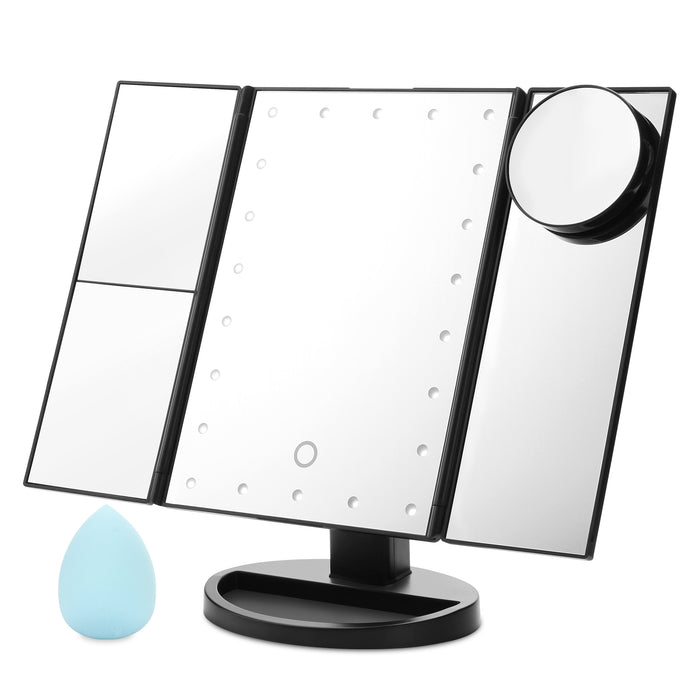 Standing Make Up Mirror Vanity USB 21 LED Light 10X 3X 2X 1X Magnification Black