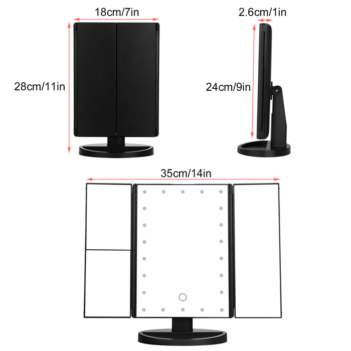 Standing Make Up Mirror Vanity USB 21 LED Light 10X 3X 2X 1X Magnification Black