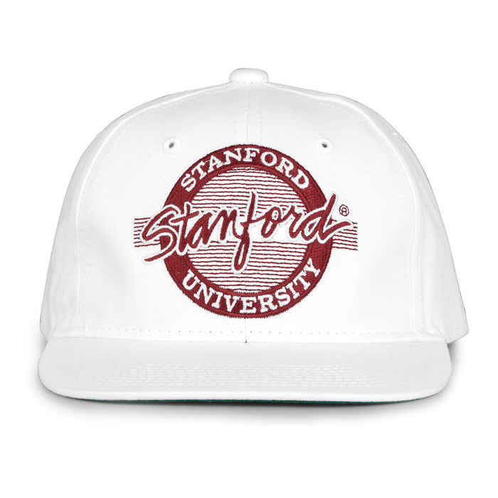Stanford Retro Circle snapback hat in white, front view