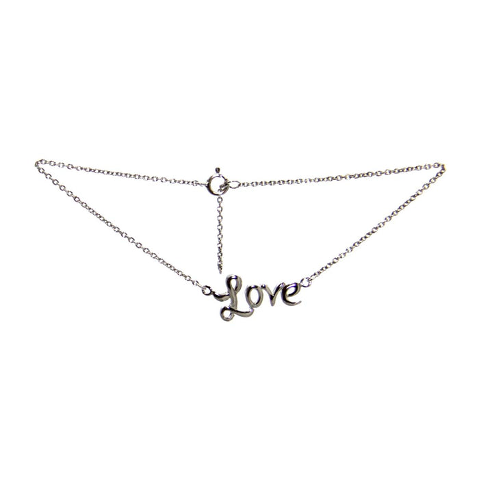 Sterling Silver Chain Love Ankle Bracelet 10"