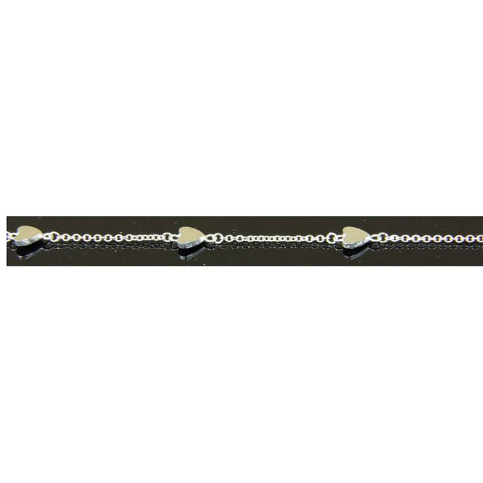 Sterling Silver Flat Hearts Anklet 8.5" to 10"