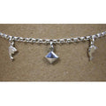 Sterling Silver Squares & Dolphins Ankle Bracelet 10"