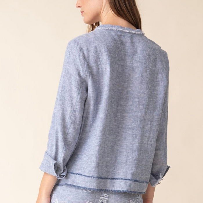 Summer Breeze Linen Jacket - Indigo (Only L Left)
