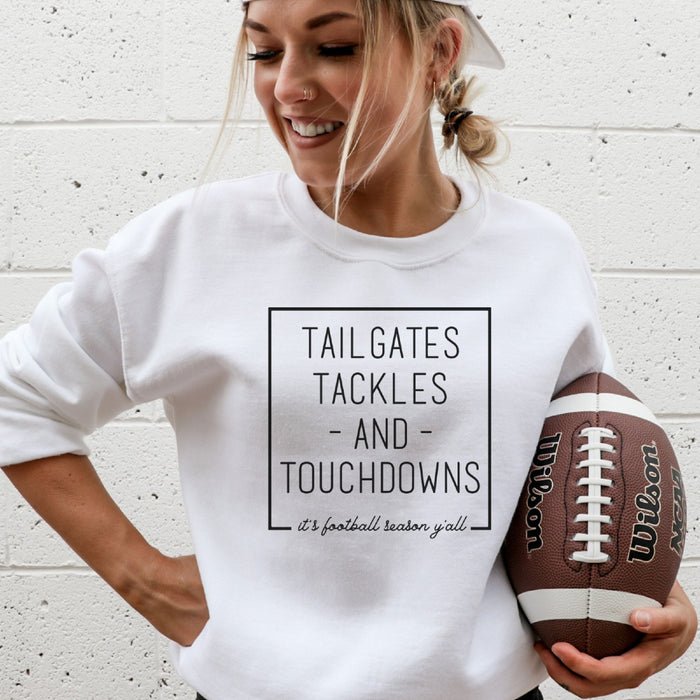 Tailgates, Tackles, and Touchdowns Crewneck Sweatshirt - Trendznmore