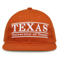 Texas Retro Bar snapback hat in burnt orange, front view