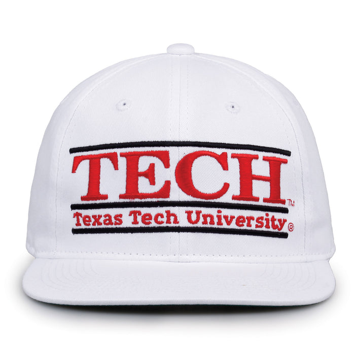Texas Tech Retro Bar snapback hat in white, front view