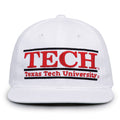 Texas Tech Retro Bar snapback hat in white, front view
