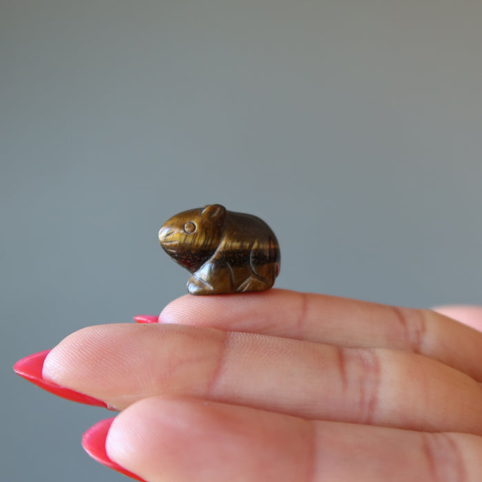 Tigers Eye Mouse Miniature Golden Rat Zodiac Animal