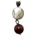 Tigers Eye Pendant Show of Courage Red Bead White Shell