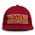 USC Retro Bar snapback hat in cardinal red, front view
