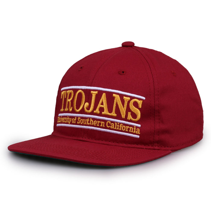 USC Retro Bar snapback hat in cardinal red, angled view