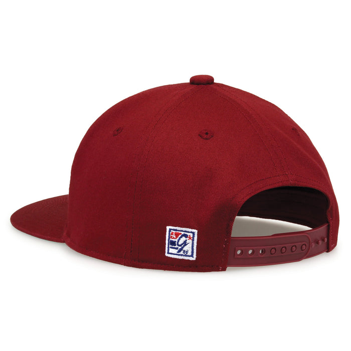 USC Retro Bar snapback hat in cardinal red, rear view showing the adjustable snap closure