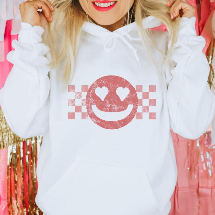 Valentine Racing Heart Smiley Face Hoodie
