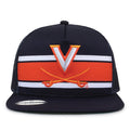 University of Virginia Class of '92 trucker hat, front view with embroidered logo and stripes