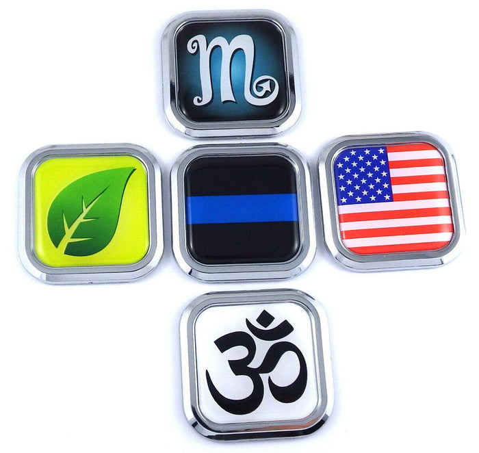 Virgo Zodiac Square Chrome rim Emblem Car 3D Decal Badge Bumper sticker 2"
