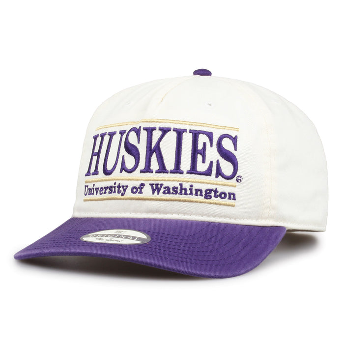 Washington Original Bar snapback hat showing embroidered front design and curved brim, angled view