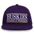 Washington Retro Bar snapback hat in purple, front view