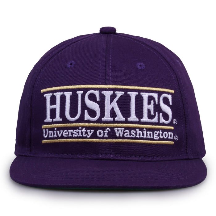 Washington Retro Bar snapback hat in purple, front view