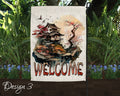 Welcome Japanese Garden Art Linen Garden Flag - 3 Design Choices