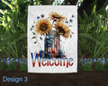 Welcome USA American Flag Floral Jar Art Linen Garden Flag - 3 Design Choices