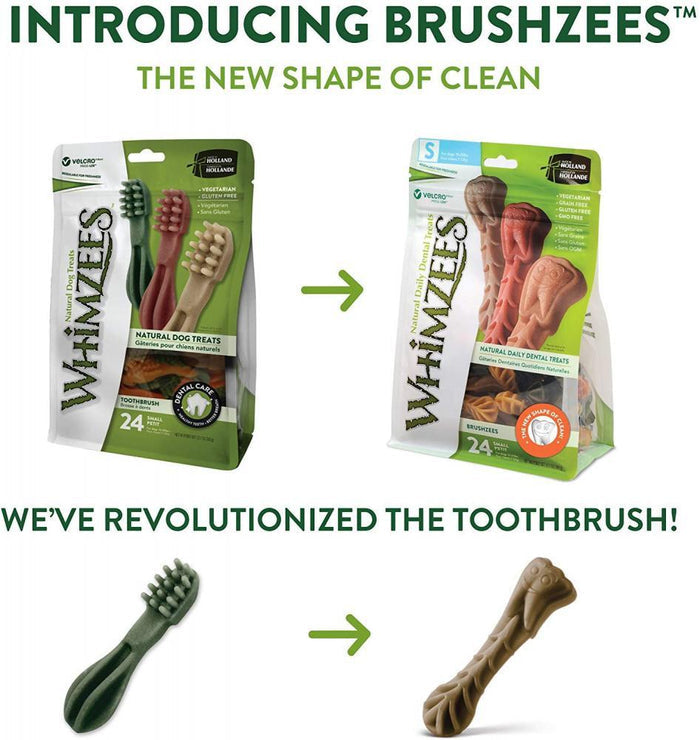 Whimzees Brushzees Natural Daily Dental Large Breed Dog Treats